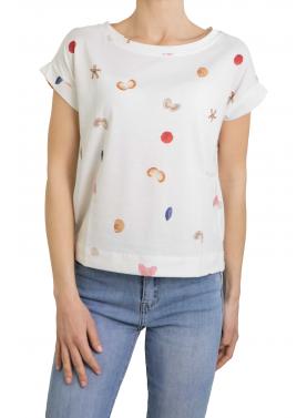 t shirt scollo a barca con conchiglie